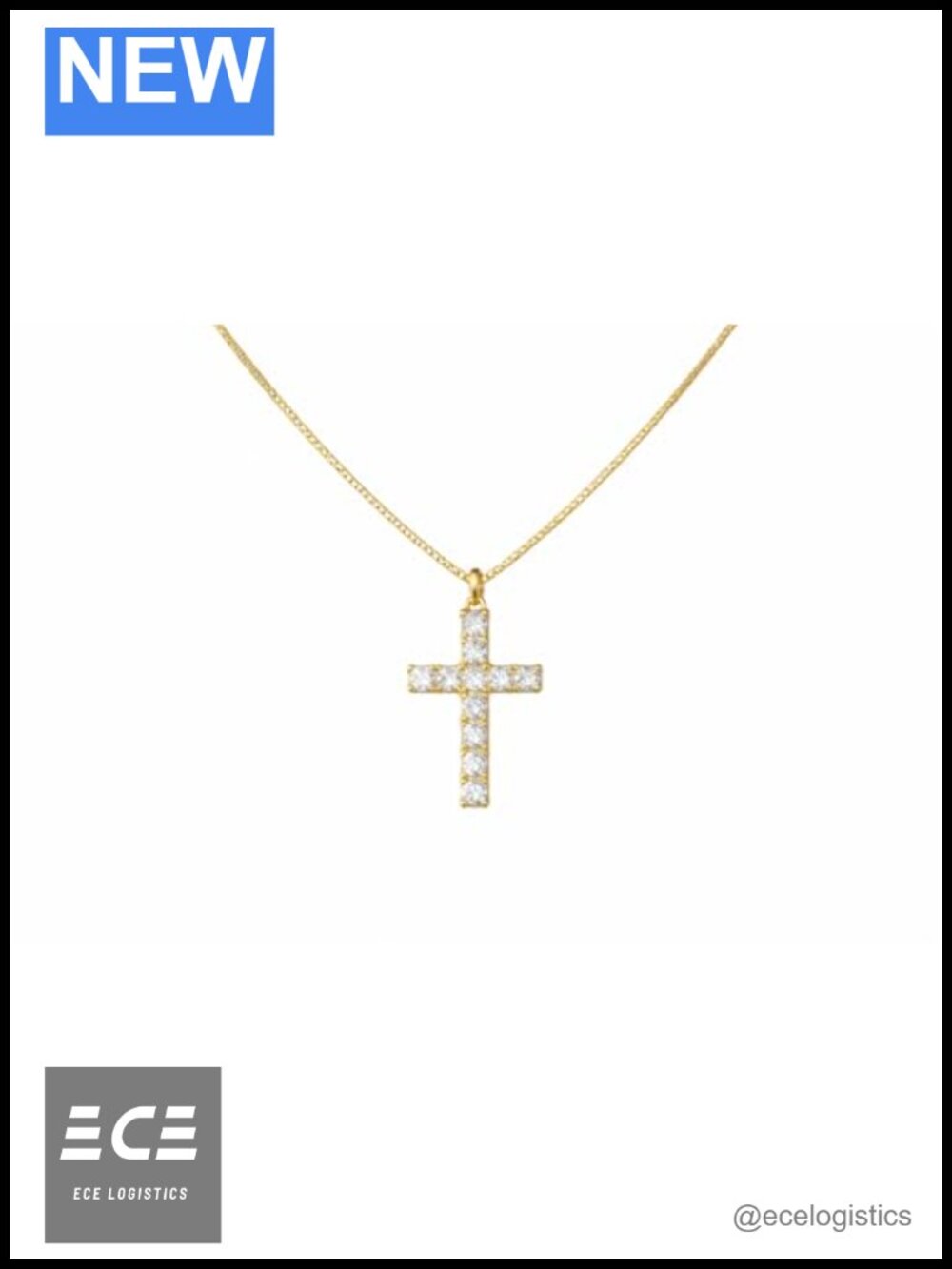 14K Gold Cross Necklace Small Diamond Pendant Charm Women
